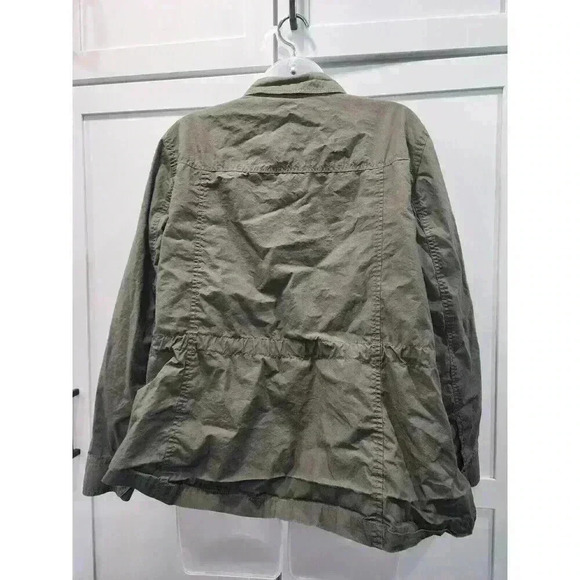 Talbots Plus Jacket Womens 1X Green Khaki Utility Safari Zip Button Pockets - Picture 3 of 6
